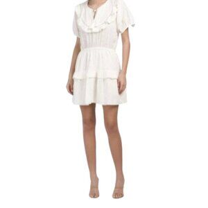 dRA Womens Large Cotton Puff Sleeve Mini Dress Black Color